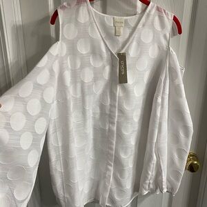 Chico's Elegant White Dot Blouse